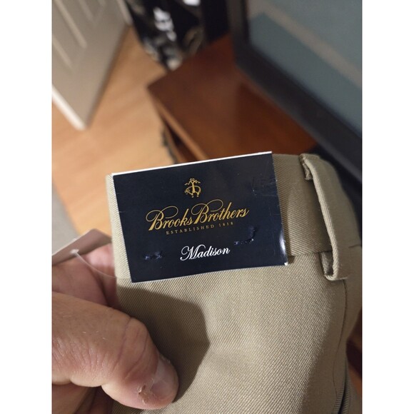 Brooks Brothers Men’s Dress Pants 36x32 Madison Straight Leg Beige NWT - Picture 5 of 7